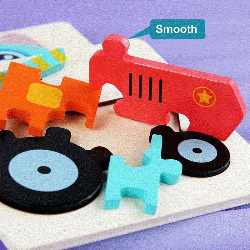 Wooden Puzzle Montessori Animals Carton Colorful Learning Education Toys Tangram Jigzaw Cognitive Wood For Children Kids Gift