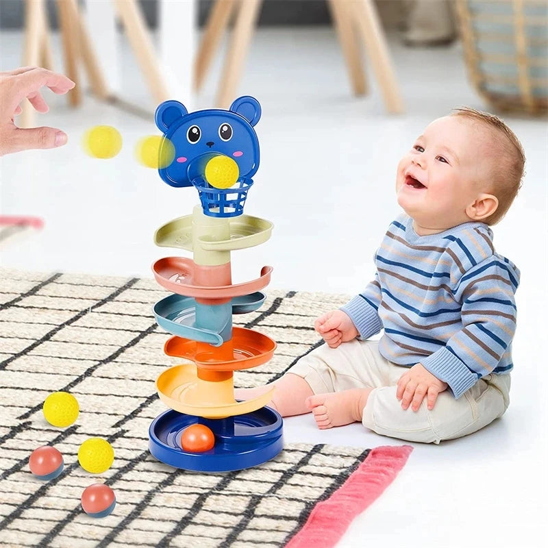 Montessori Baby Toy Rolling Ball Tower Montessori Educational Games For Babies Stacking Track Baby Development Toys 1 2 3 Years